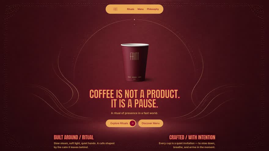 صورة من موقع Faint Cafe — Live Site