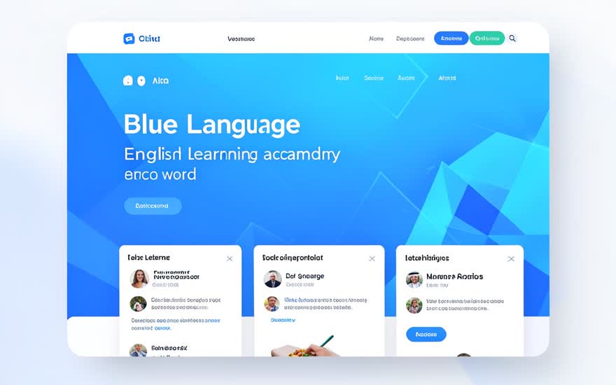 صورة من موقع Blue Language — English Learning Academy — Live Site