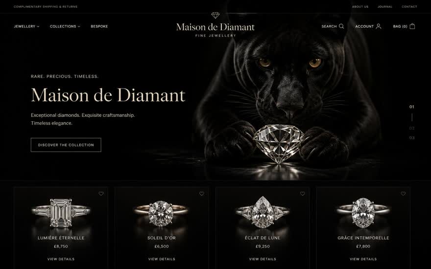 صورة من موقع Maison de Diamant — Luxury Jewellery — Live Site