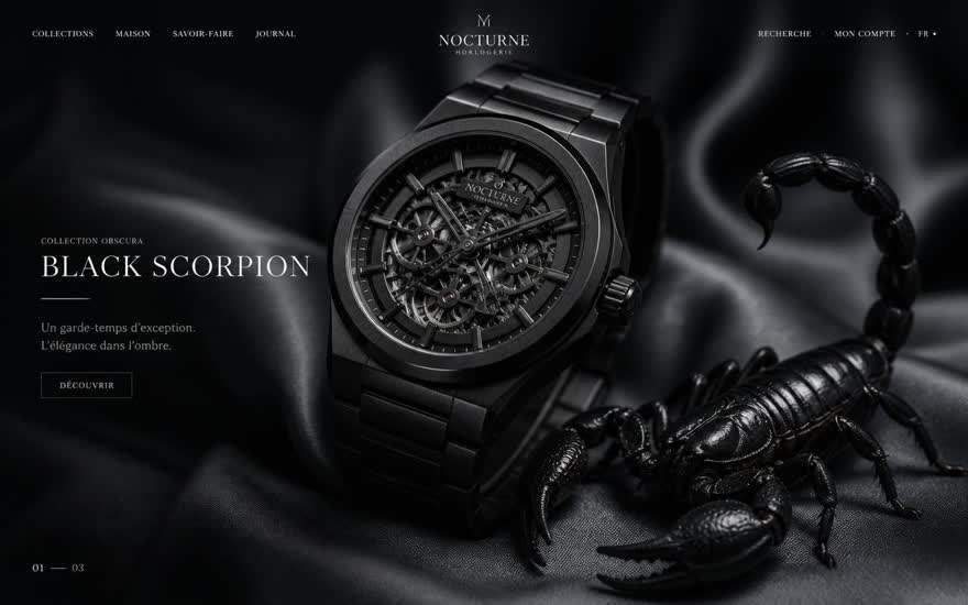 صورة من موقع Obsidian Hour — Luxury Watch Maison — Live Site